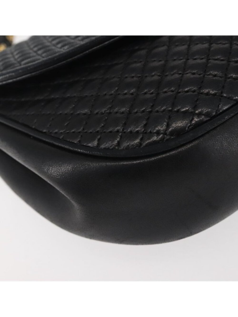 Authentic BALLY Chain Shoulder Bag Leather Black Gold - Picture 4 of 16